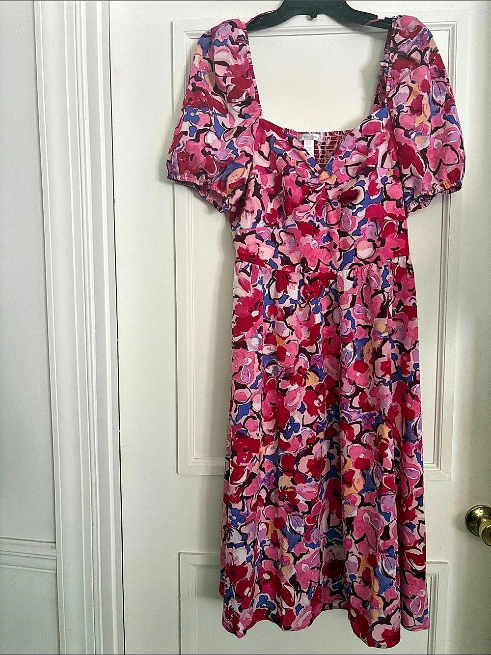 London Times Abstract Floral Midi Dress Pink & Purple Size 14 NWT